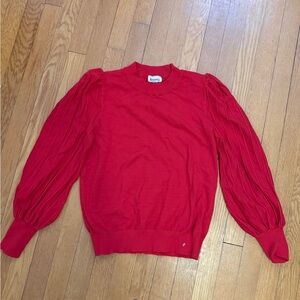 Red Sweater with Puff Sleeves